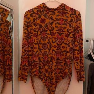 Patterned mock turtleneck bodysuit